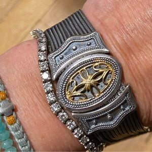 Vintage Greek designer Bracelet solid silver/ gold heavy